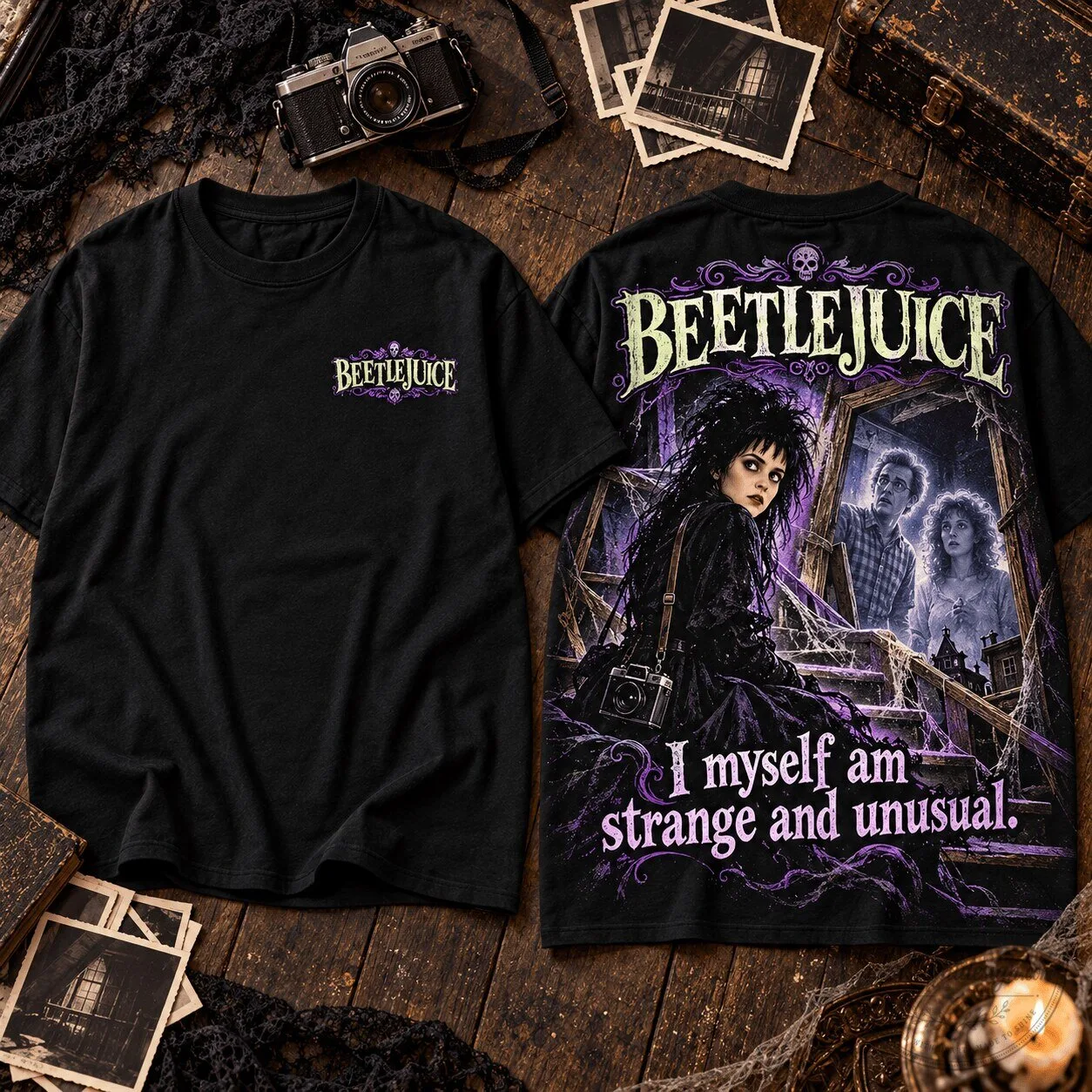 Beetlejuice Lydia Deetz I Myself Am Strange And Unusual Gothic T-Shirt