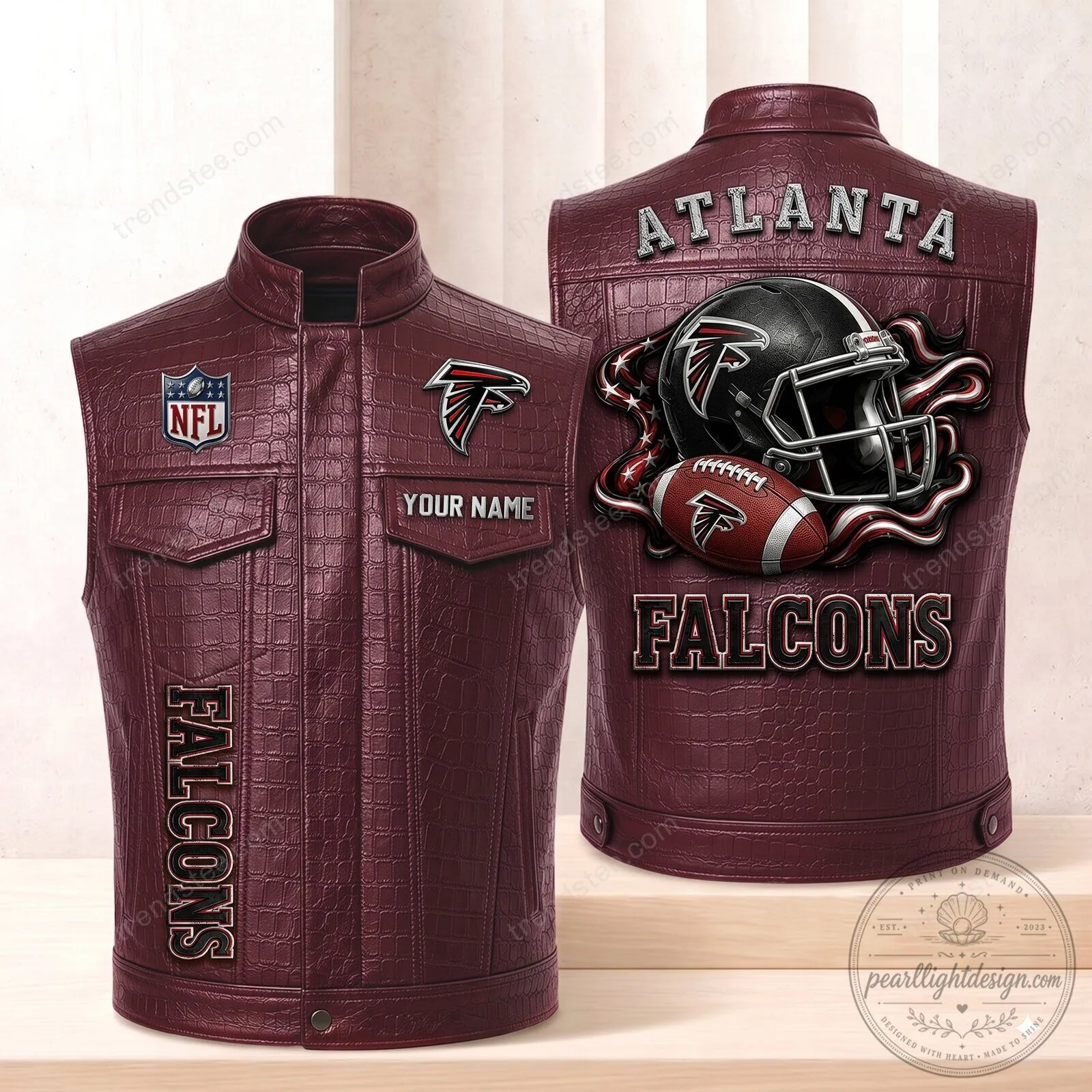 Atlanta Falcons NFL Football Team Custom Name Leather Vest 2 Atlanta Falcons NFL Football Team Custom Name Leather Vest