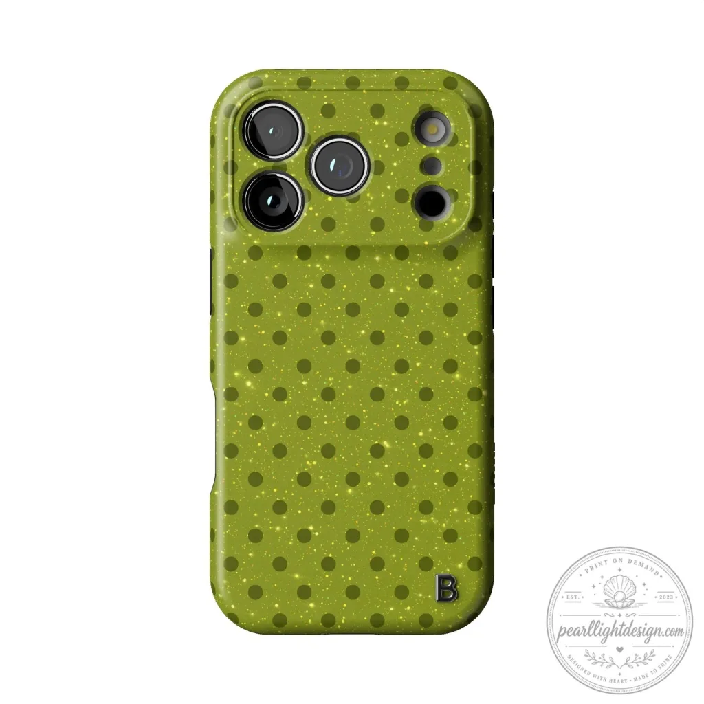 Green Polka Dot Glitter Pattern iPhone Case with B Initial Green Polka Dot Glitter Pattern iPhone Case with B Initial