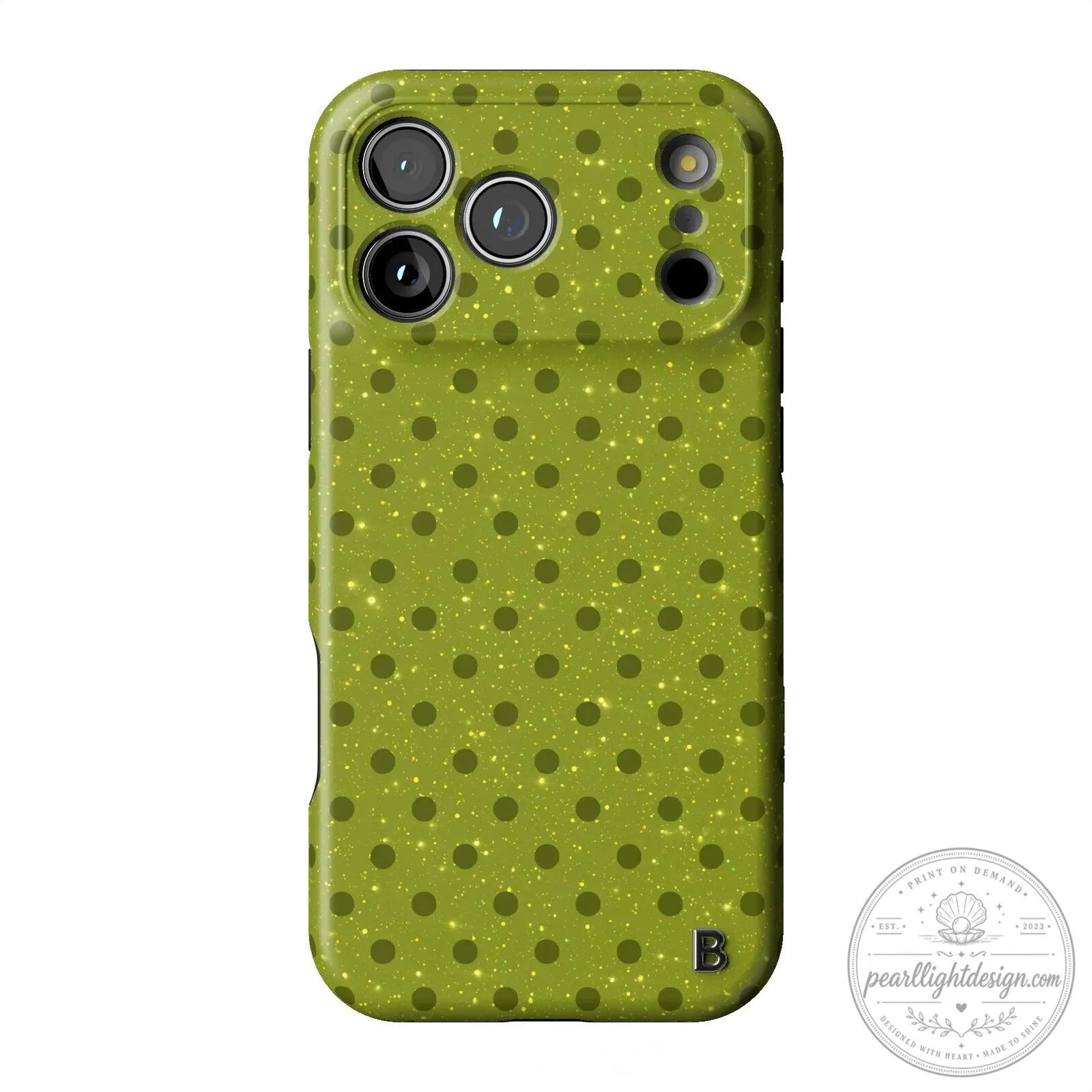 Green Polka Dot Glitter Pattern iPhone Case with B Initial 11 Green Polka Dot Glitter Pattern iPhone Case with B Initial
