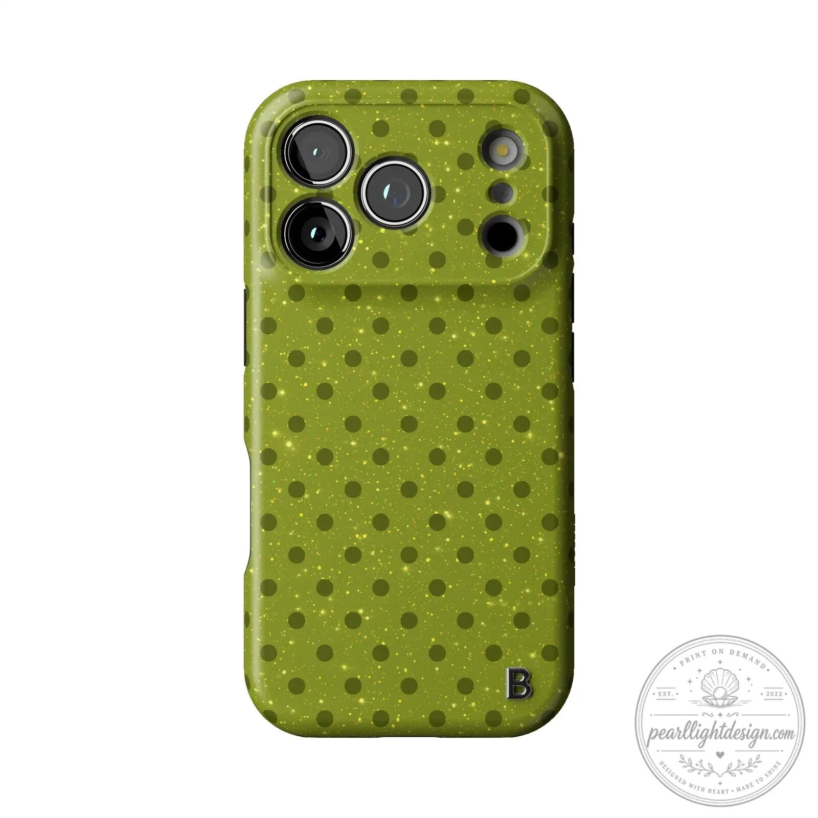 Green Polka Dot Glitter Pattern iPhone Case with B Initial 13 Green Polka Dot Glitter Pattern iPhone Case with B Initial