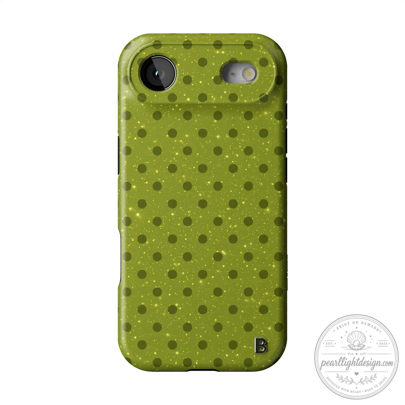 Green Polka Dot Glitter Pattern iPhone Case with B Initial 15 Green Polka Dot Glitter Pattern iPhone Case with B Initial