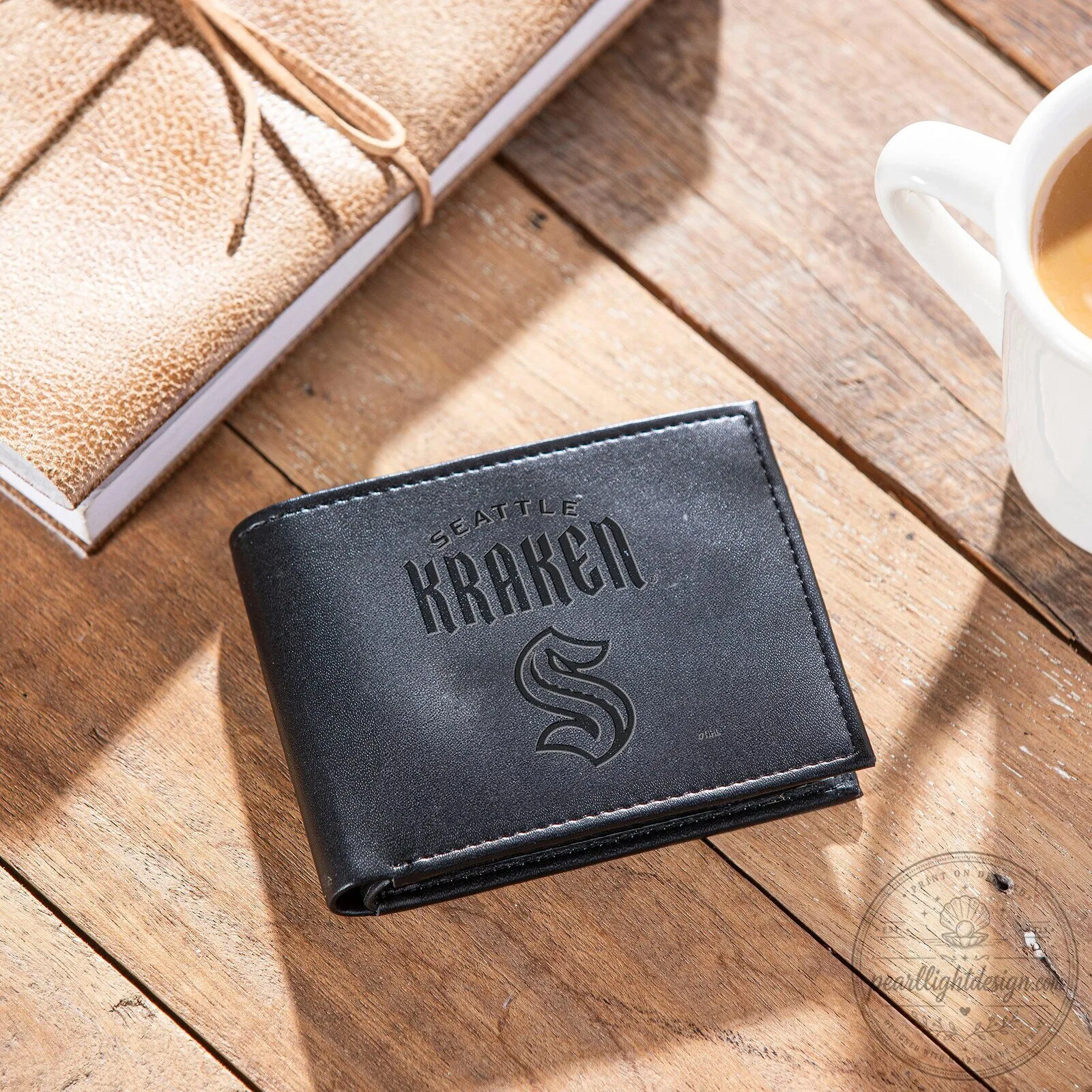 Seattle Kraken Official NHL Hockey Team Logo Black Bi-Fold Wallet