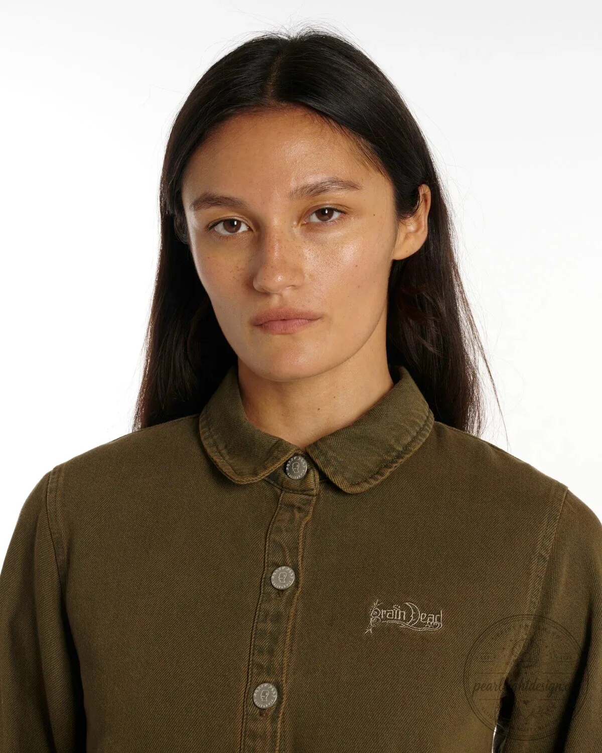 Denim Mesa School Button-Up Jacket in Mud Brown with Embroidered Logo 12 Denim Mesa School Button-Up Jacket in Mud Brown with Embroidered Logo