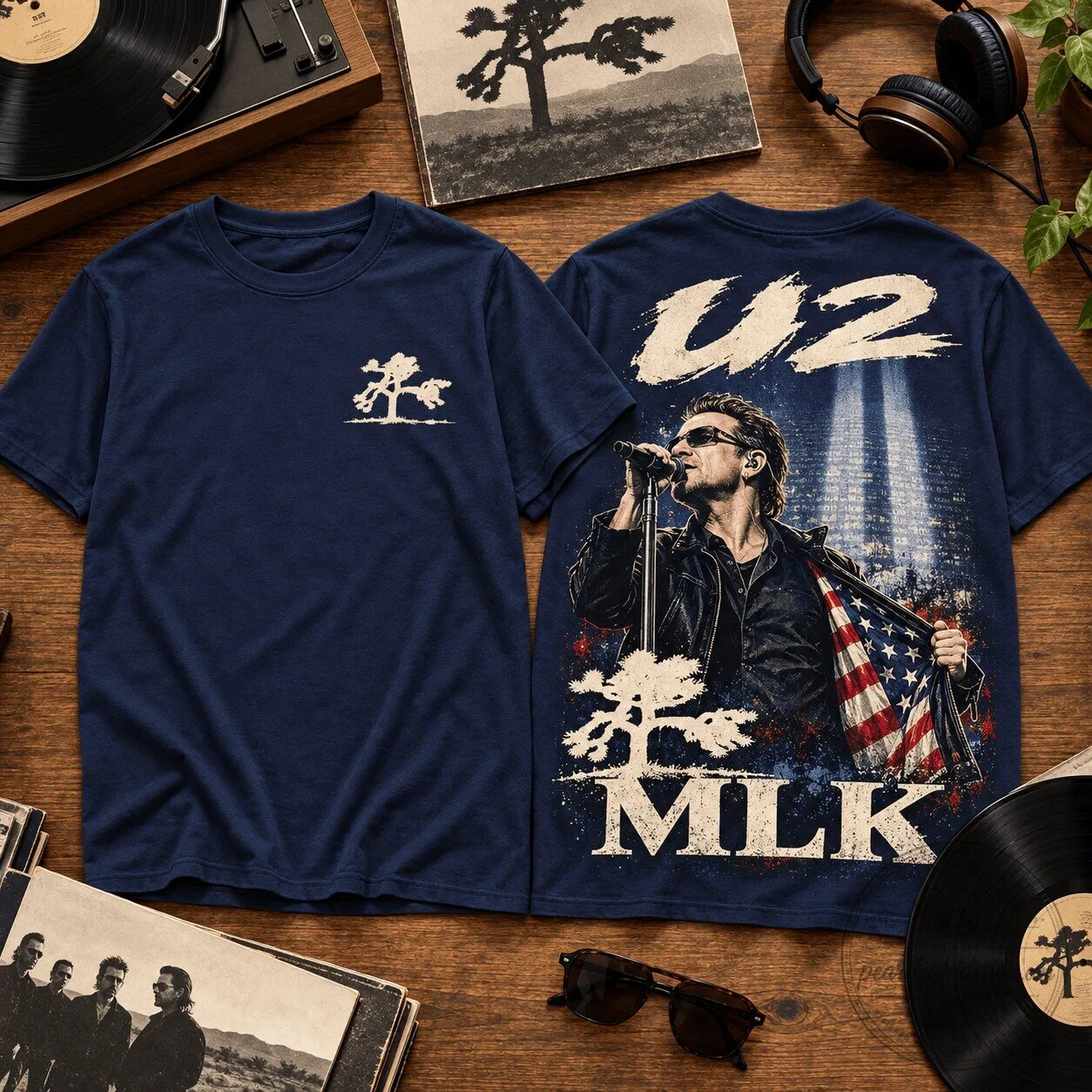 U2 Bono Joshua Tree American Flag Music Band Concert T-Shirt